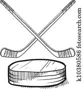 Hockey sticks and puck vector Hockey sticks and puck vector
