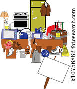 hof, und, trödel, hintergrund