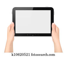 Holding Tablet PC In Hands Isolated