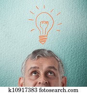 hombre de negocios, pensamiento, a, creativo, idea