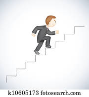 homme affaires, escalade, reussite, escalier