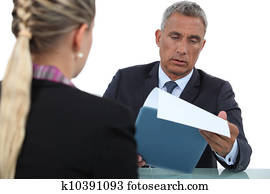 homme affaires, interviewer, a, candidat