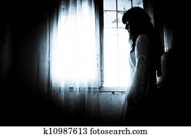 Horror scene of a scary woman Horror scene of a scary woman