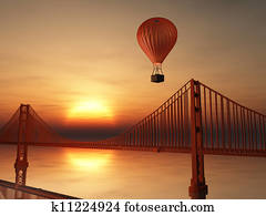 Hot Air Balloon and Golden Gate Bridge Hot Air Balloon and Golden Gate Bridge