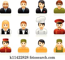 Hotel and restaurant staff icons Hotel and restaurant staff icons