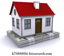 house with red roof on a bundle of dollars house with red roof on a bundle of dollars