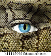 Human face with snake skin texture Human face with snake skin texture