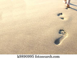 human footprints in the sand 
