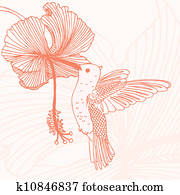 hummingbird, com, flor