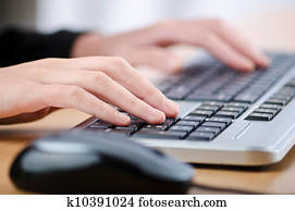 hände, tippen, auf, dass, tastatur