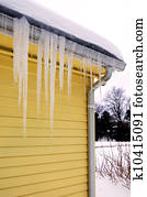 Icicles on gutter Icicles on gutter