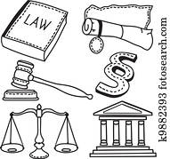 Illustration of judicial icons Illustration of judicial icons