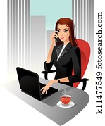 ilustración, de, mujer de negocios