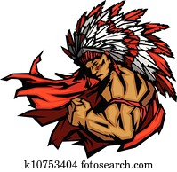 Indian Chief Mascot Flexing Arm Vector Graphic Indian Chief Mascot Flexing Arm Vector Graphic