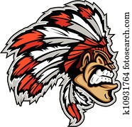 Indian chief Mascot Head Vector Cartoon Indian chief Mascot Head Vector Cartoon