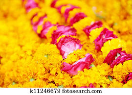 Indian traditional orange flowers garland