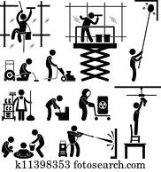 industrial, limpeza, serviços, trabalho