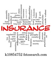 Insurance word cloud concept in red & black Insurance word cloud concept in red & black