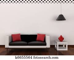 interior, de, a, quarto moderno