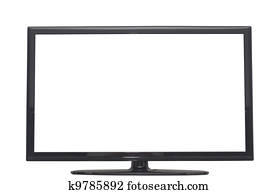 isolated flat screen tv or computer monitor
