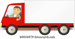 isolé, camion, à, homme, à, espace