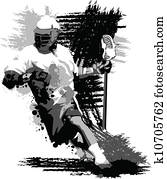 jogador lacrosse, splatter, vetorial, ilustração