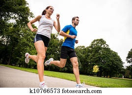 Jogging together - sport young couple Jogging together - sport young couple
