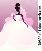 joven, novia, silueta