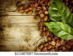 kaffeebohnen, hinüber, holz, hintergrund kaffeebohnen, hinüber, holz, hintergrund