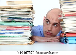 kahl, büroangestellte, überforderung, mit, arbeit