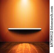 kamer, met, een, plank