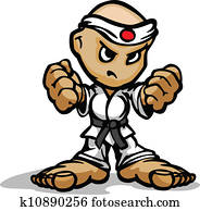 Karate Martial Arts Fighter Mascot with Determined Face and Fists Cartoon Vector Image Karate Martial Arts Fighter Mascot with Determined Face and Fists Cartoon Vector Image