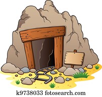 karikatur, bergwerk, eingang karikatur, bergwerk, eingang