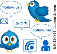 karikatur, von, blauer vogel