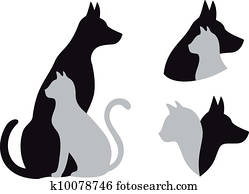 katt, och, hund, vektor