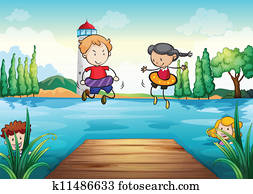 kids swimming in nature kids swimming in nature