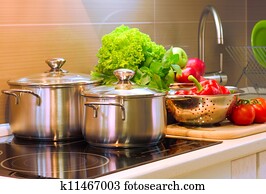 Kitchen Cooking closeup. Diet Kitchen Cooking closeup. Diet