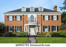 Riesig, ziegelstein haus, auf, see Stock Bild | k0324922 | Fotosearch