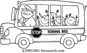 konturowany, szkoła autobus