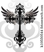 kreuz, und, flügeln kreuz, und, flügeln