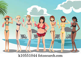 kvinder, ind, bikini