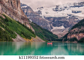 Lake Louise Canoe With Glacier Lake Louise Canoe With Glacier