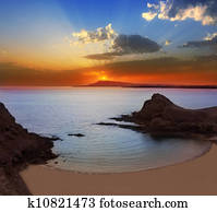 Lanzarote Playa Papagayo beach sunset Lanzarote Playa Papagayo beach sunset