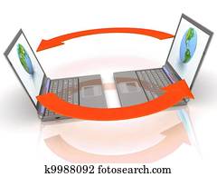 Laptops on white background  with reflection