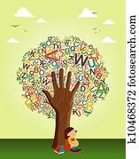 Learn to read at school education tree hand Learn to read at school education tree hand