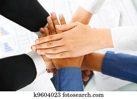 leider, en, zijn, werknemers, handen, in, eenheid