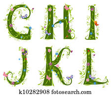 letra, de, a, foliage