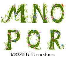 letra, de, a, foliage