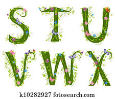 letra, de, a, foliage