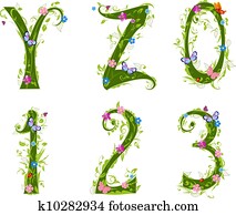 letra, de, a, foliage